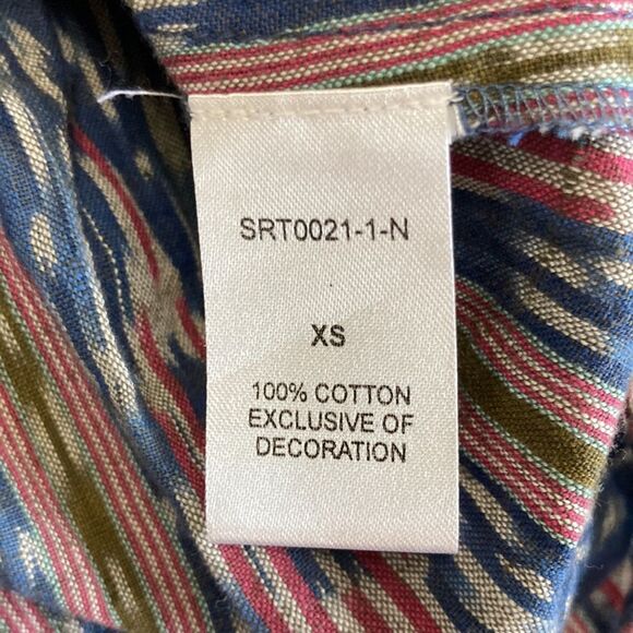 THML XS Ikat Off Shoulder Flutter Sleeve Coin Tassel Boho Cropped Top - Picture 11 of 12